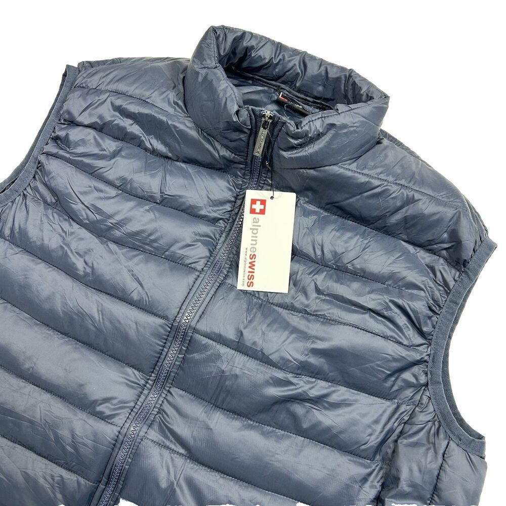 Alpine Swiss Mens XXL Clark Lightweight Puffer Vest Jacket Navy Outdoor Ski - Picture 2 of 13
